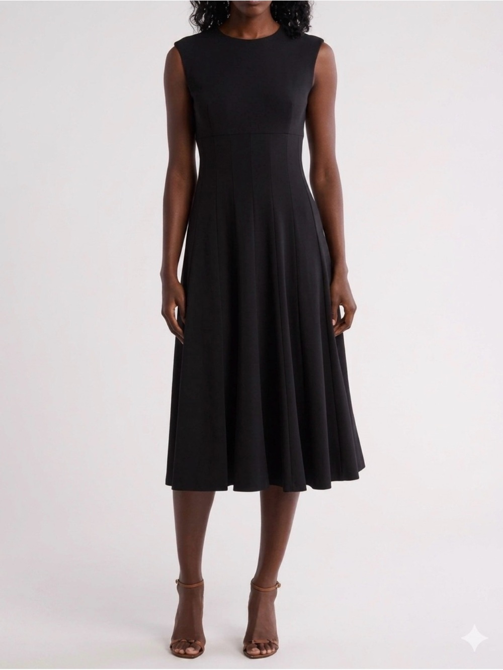 Calvin Klein Black Sleeveless Fit & Flare Midi knee length Career Church Events